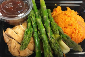 Chicken w/ Sweet Potatoes & Asparagus